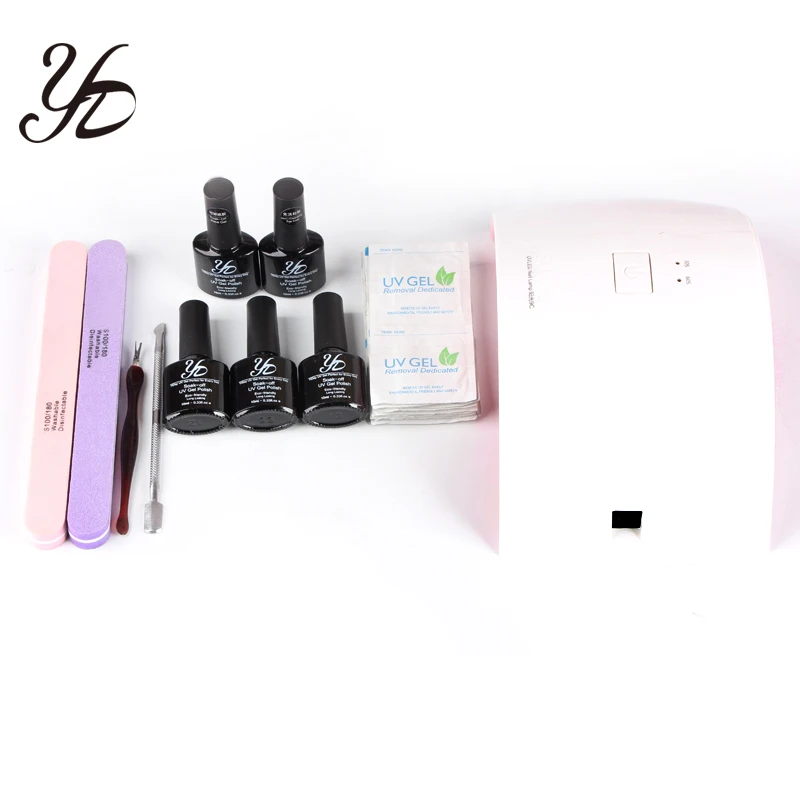 

Yiday 1x Beginner Nail Art Tools 24W Sun Nail Dryer UV Led Lamp Set Any 3 Colors Gel Nail Polish Base Top File Removal Manicure