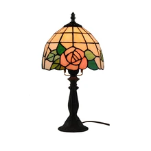 " Европейский Тиффани Роза узор настольная лампа ретро витраж Настольный светильник домашний декоративный светильник ing для спальни гостиной T182