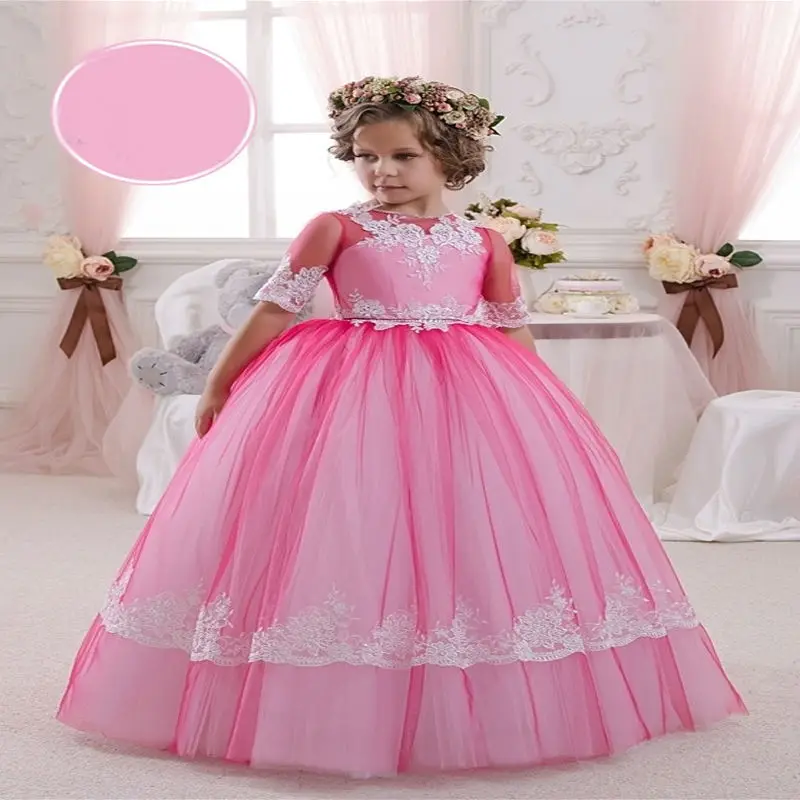 

New First Communion Dresses Ball Gown Princess Dress Lace Girls Dresses for Party and Wedding Long Tulle Mother Daughter Dresses