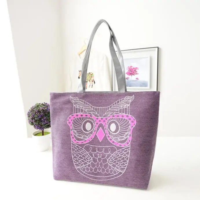 

OCARDIAN Handbag Fashion Women Canvas Owl Shopping Handbag with new designer Female Canvas Bag Tote Shoulder Bag a19