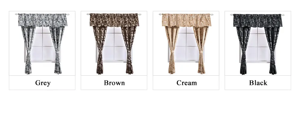 LOZUJOJU Plant vein jacquard short curtains drops for bedroom windows rustic European decor curtains kitchen windows semi shade  (1)