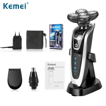 

Kemei 3 in1 Electric Shaver Multifunctio Rechargeable 5 Blade Washabl Electric Shaving Razors Men Face Care 5D Floating 5886