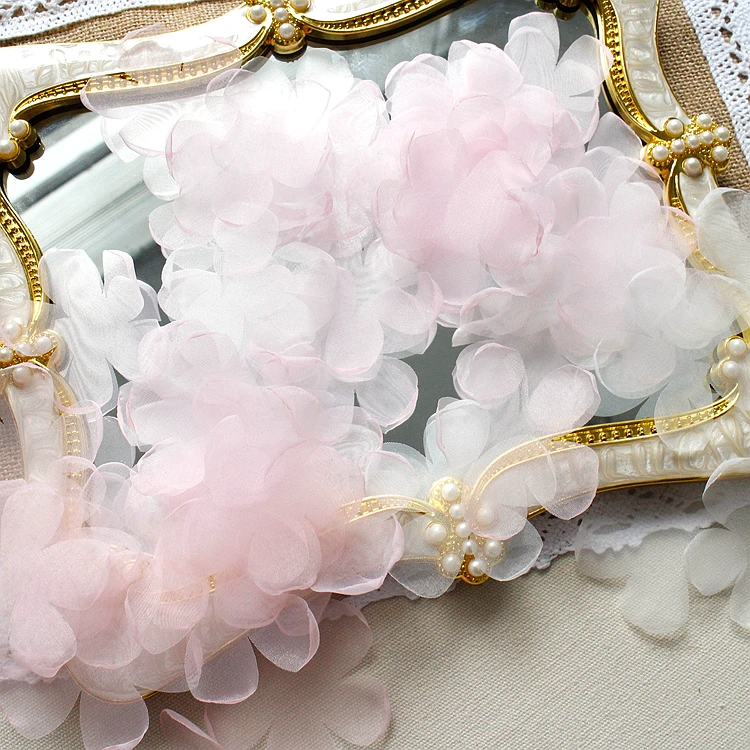 

40pcs Organza patch applique for clothing sew on flowers lace fabric bride hair veil wedding dress decoration patch accessories