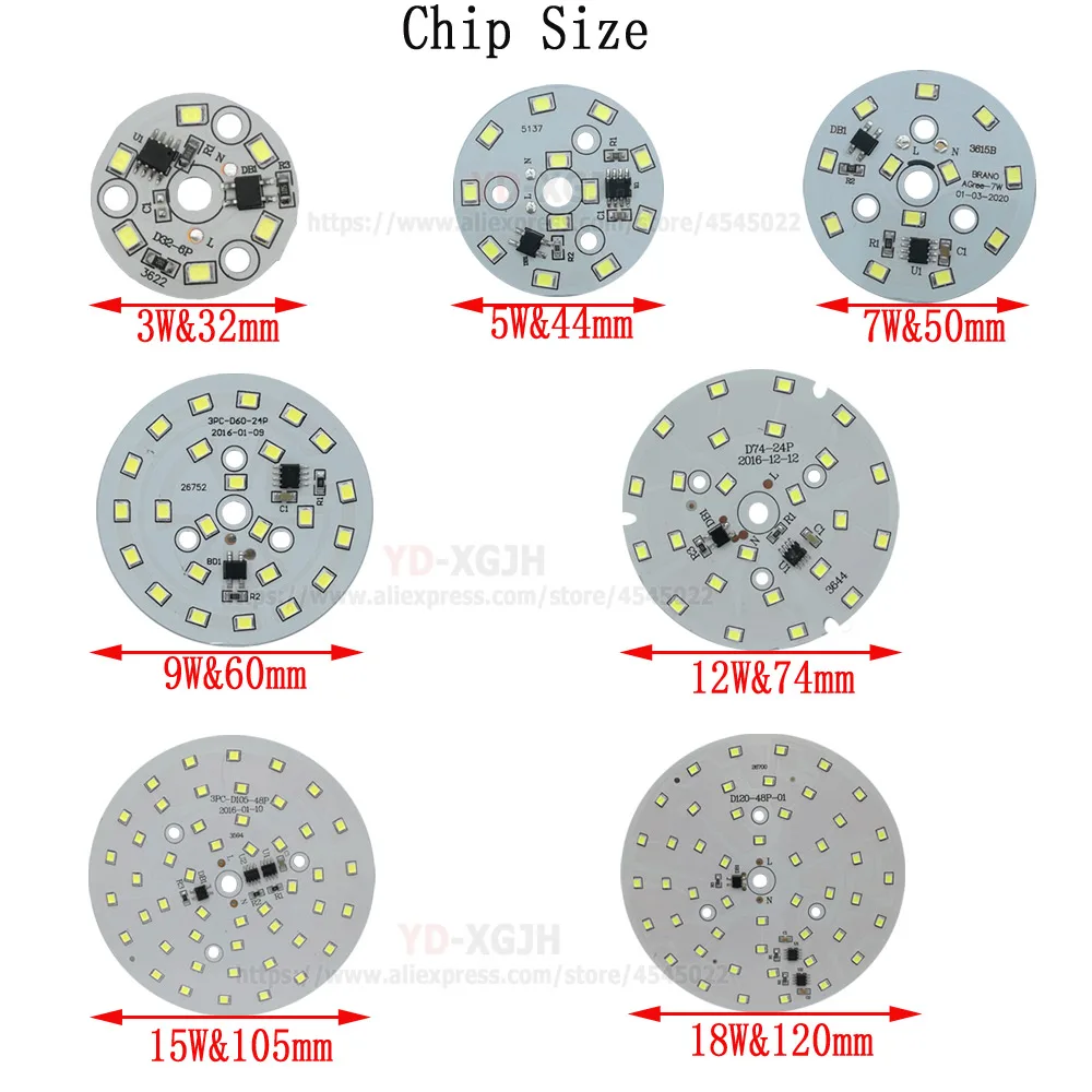 Вт 2835 В в 220 SMD diсветодио дный mmable LED pcb пластина 3 Вт 5 Вт 7 Вт 12 Вт интегрированный ic драйвер лампы панель для Вт 15 Вт белый теплый белый