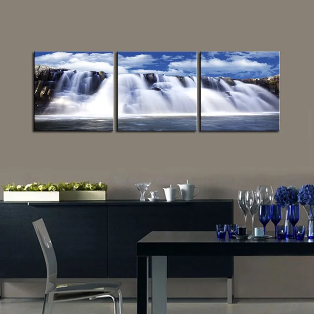 3 Panel Fantastic Waterfalls Falling Off Cliffs Canvas Wall Art Print Painting Nature Landscape For 3 Panel Fantastic Waterfalls Falling Off Cliffs Canvas Wall Art Print Painting Nature Landscape For