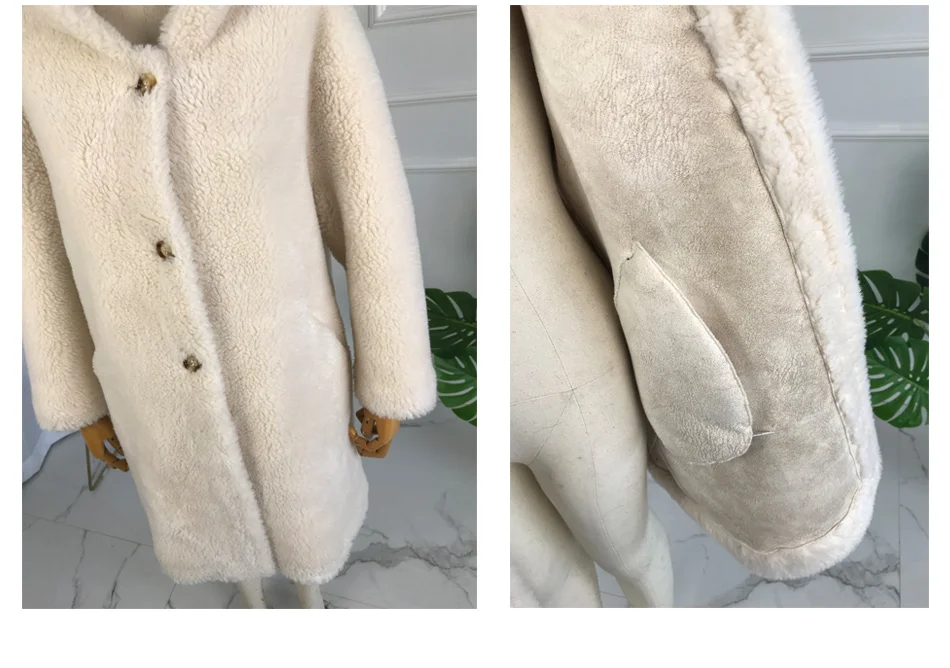 Реальный гранулы стрижки овец пальто, шерстяное пальто, на платформе, из кожи, с подкладкой теплая одежда из толстой ткани на зимние пальто на молнии с отложным воротником шерстяное пальто