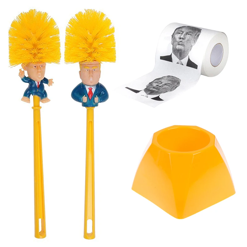 

WC Toilet Paper Trump Brush Yellow Borstel Donald Trump Original Trump Toilet Supplies Set Toilet Brush Holders
