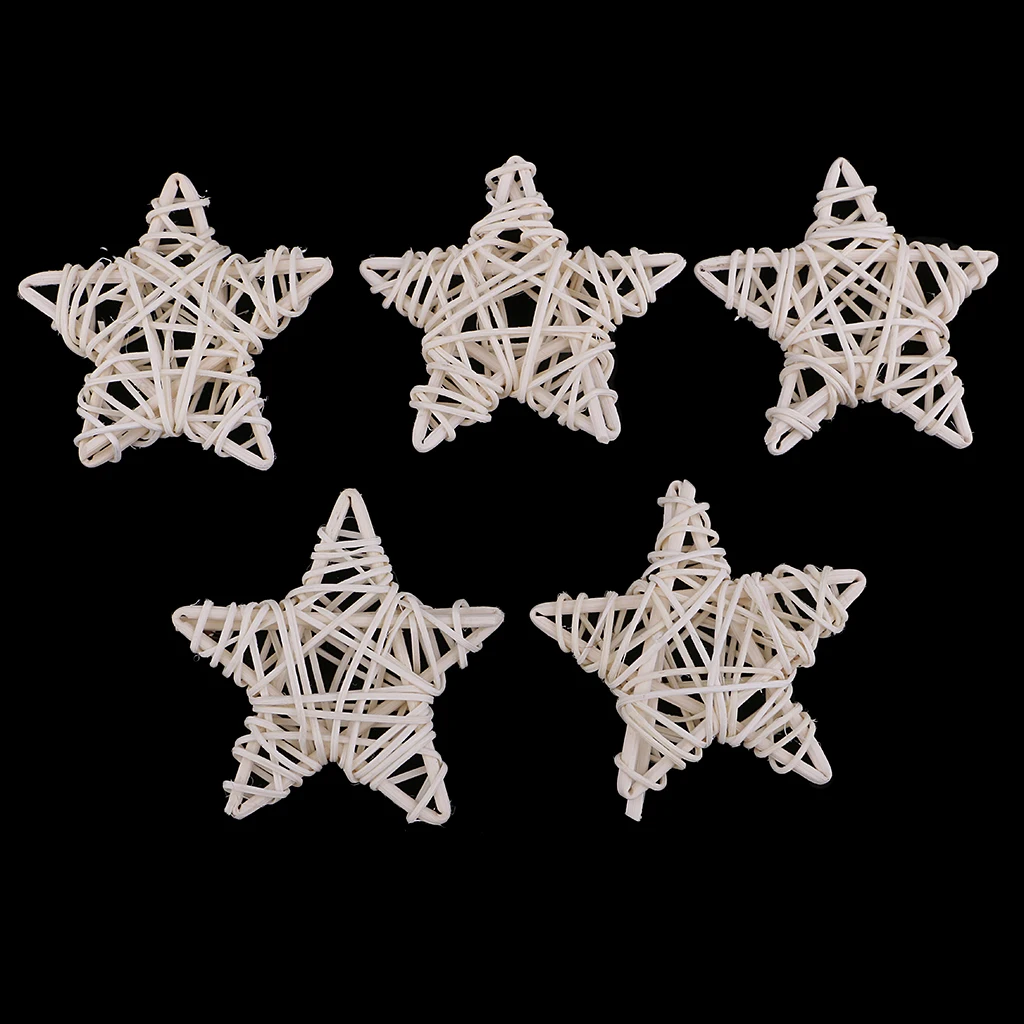 5/6pcs Natural Star Shape Rattan Wicker Ball Christmas Tree Ornament for Home Garden Wedding Party Table Ornament Decoration 7cm