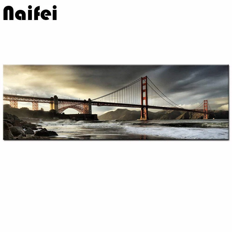 

DIY Diamond Painting San Francisco Golden Gate Bridge Cross Stitch Needlework Rhinestone Mosaic 5D Diamond Embroidery Cityscape