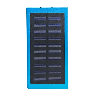 20000 мАч Солнечный внешний аккумулятор Двойной USB светодиодный внешний аккумулятор портативный мобильный телефон солнечное зарядное устройство для Xiaomi iphone X 8plus - Цвет: Синий