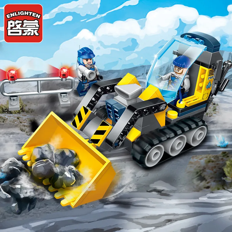 Enlighten строительный инженерный строительный блок Technic Kyanite Squad Rock Bulldozer 2 фигурки 114 шт Обучающие кирпичи-без коробки