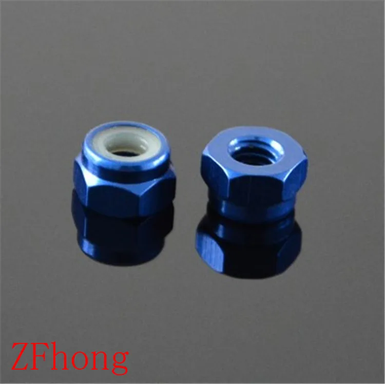 

10pcs M2 M3 M4 M5 Deep Blue colour Aluminum Nylon Lock Nut For RC Buggy Racing Car