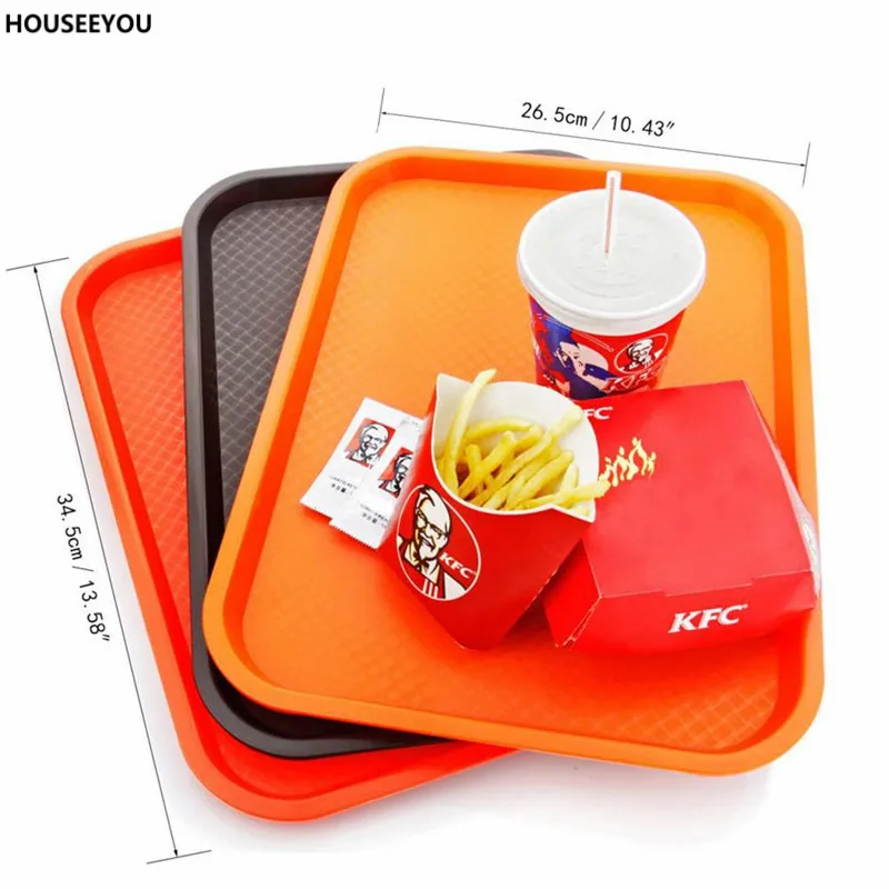 New 10*14" Rectangle Environmentally Friendly Plastic Fast Food Tray Restaurant Trays Serving Tray Kitchen Bar Dinnerware 2