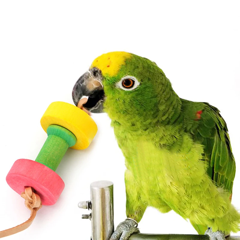 <+> Попугай Pet Bird Гантели Chew Toys Древесина Попугай Cockatiel Забавная Игрушка Клетка apr3_35 ★