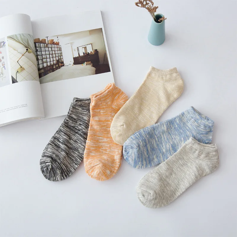 

5pairs/lot Summer Spring Autumn Mens Stripe Socks Bright Color Male Sock Ankle Cut Invisible Socks