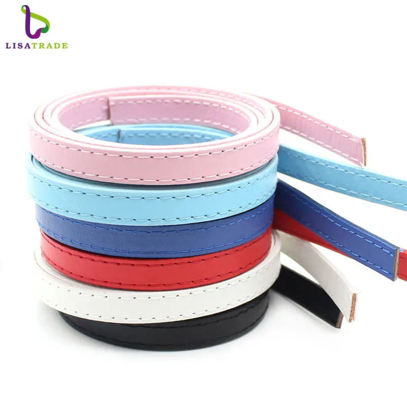 

100cm length /10mm wide Imitation Leather 10PCS DIY Wristband Mix Color Fit 10mm slide charms /slide letters LSBR021*10