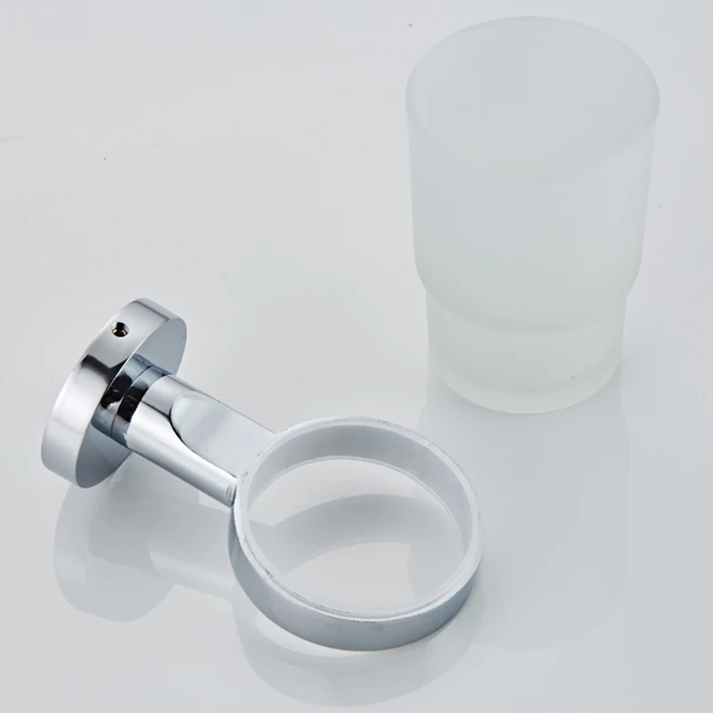 SRJ 1Pcs Stainless Steel Cup Holder Bathroom Embedded Chrome Single Cup Holders Household Thickening Wash Cup Storage Rack