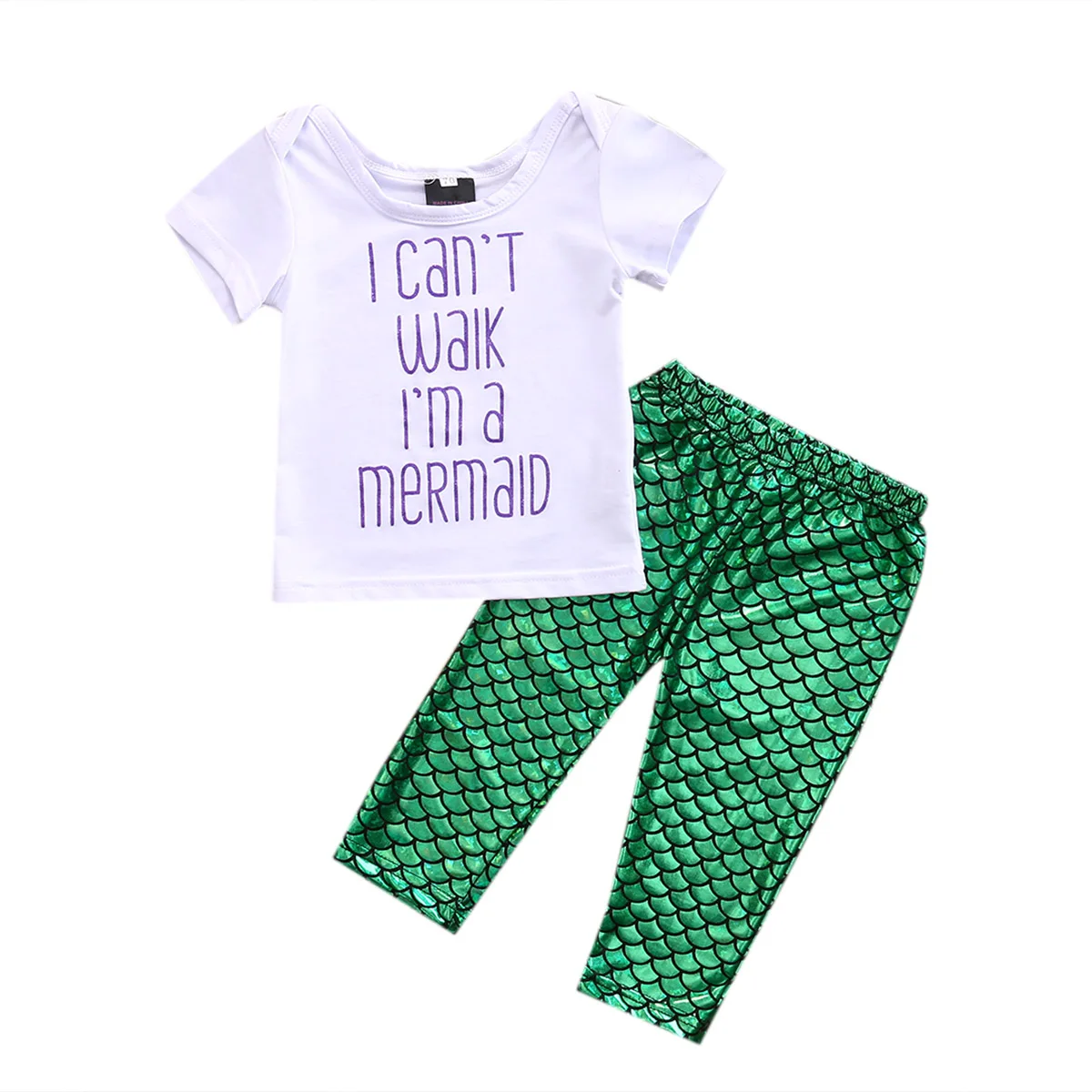 3PCS Set Newborn Baby Girls Mermaid Clothes 2017 Summer Short Sleeve