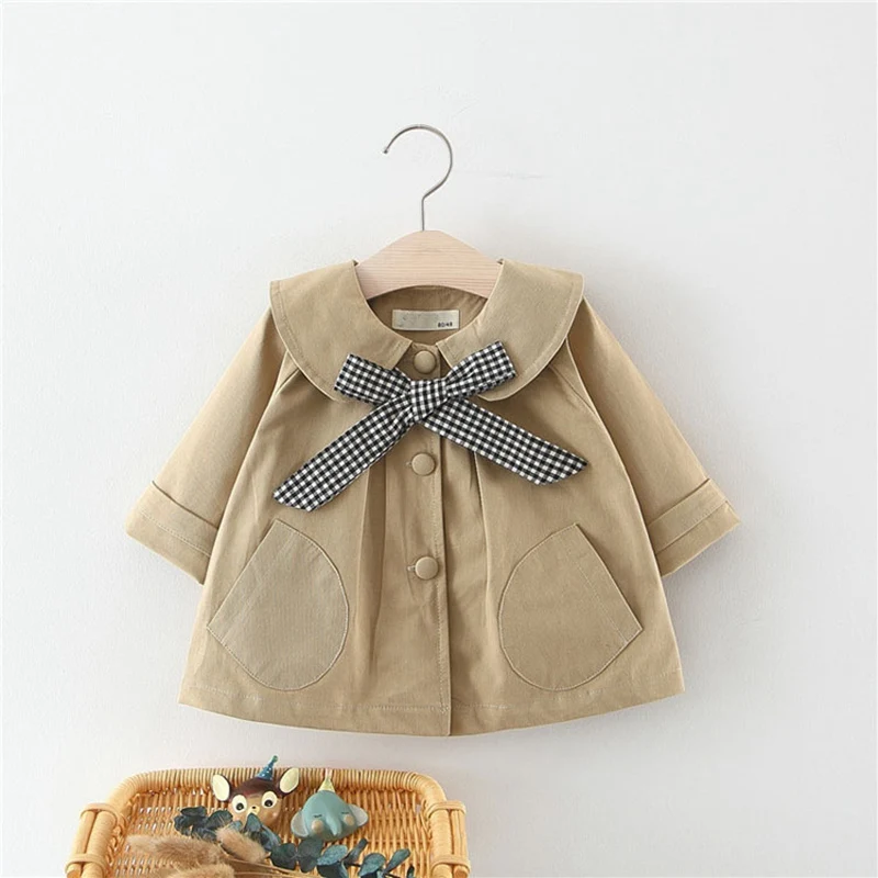 

Fashion Spring Autumn Girls Cardigan Infants Baby Infants Kids Bow Princess 2019 Children Outwear Trench Coats Casaco S8200