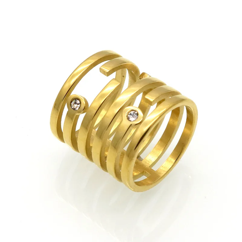 

Fashion Punk Women Men Circle Rings Silver Gold Stainless Steel Round Six Layer Circle Rings Jewelry For A Gift