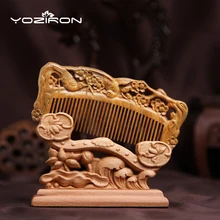 Зеленый сандалового дерева, резьба сороки расчески для укладки волос Инструменты Клубок Щетка для волос деревянные гребни для волос массаж для жены подарок n017