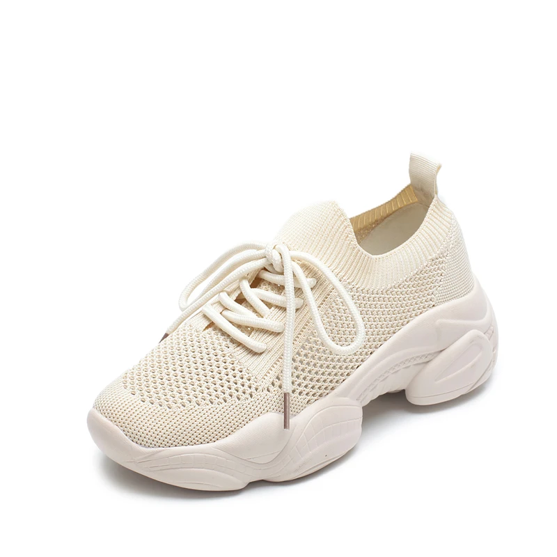 

Knitted Casual Shoes Solid Color Mesh Sports Shoes Summer Popular Shallow Mouth Thick Bottom ComfortableWomen's Shoes