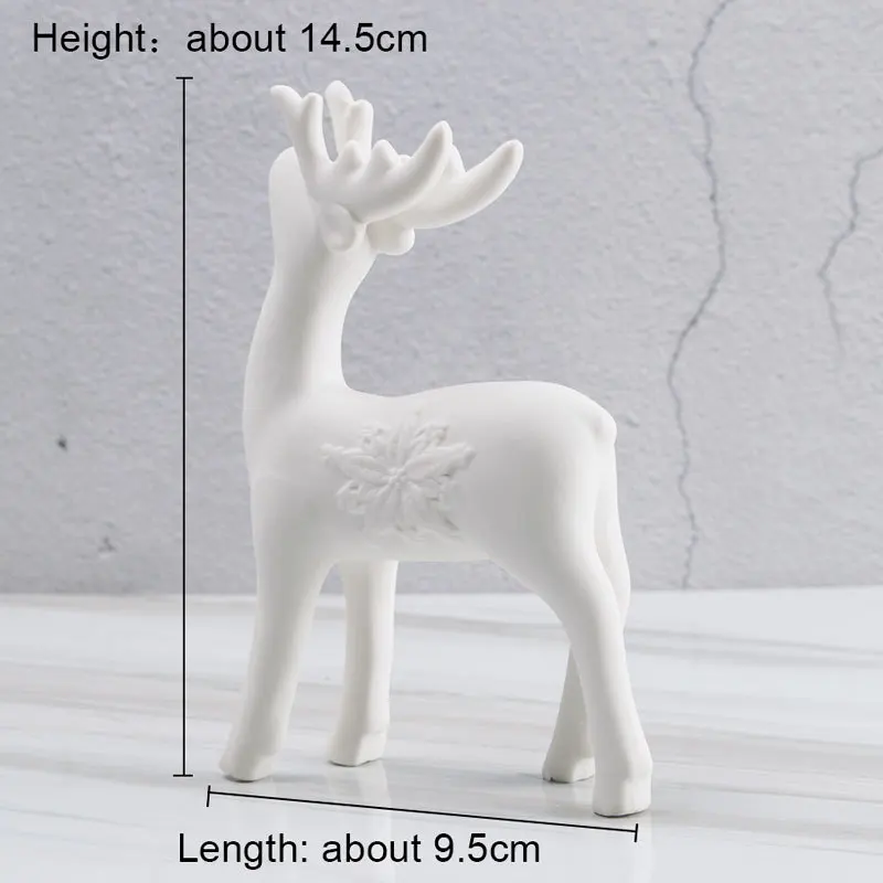 Дом мечты DH белая керамическая фигурка оленя фарфор художественных промыслов рождественские олени украшения Xmas miniaturas подарок на год - Цвет: Snowflake-S