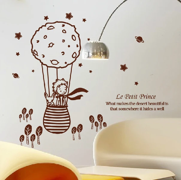 Милые Креативные Большие размеры 112,5x98 см для детей номеров Маленький принц и лиса съемные настенные Стикеры для домашнего декора# T033
