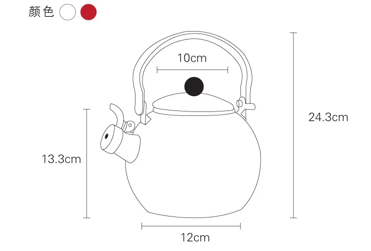 Свисток горшок утолщение эмалированный чайник со свистком электромагнитная печь эмаль чайник с ободком чай-урна красный белый и красный цвет