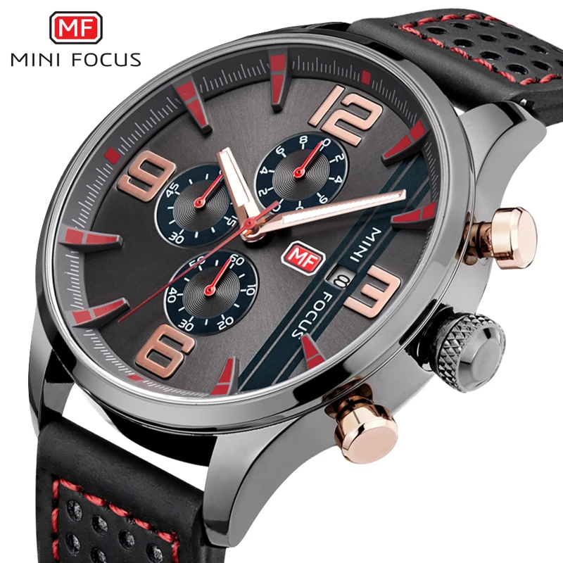 

MINIFOCUS Men's Watches are Fashionable Luxury Male Clock Quartz Watch Men Waterproof Leather Strap Wristwatch Relogio Masculino