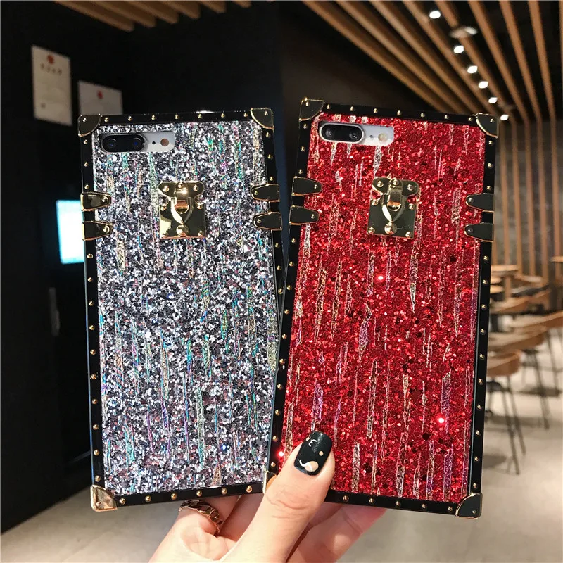 

Luxury Square Glitter Phone Case For Huawei P20 P30 mate20 pro lite Meteor Shower Shine Bling Soft nova 2s 3/i/e 4 4e Back Cover