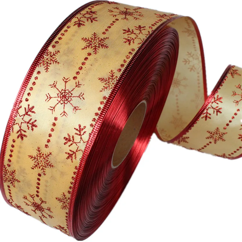 

100Yards 2.5'' (63mm) Christmas Ornament Christmas Snowflake Ribbons Printed Ribbon Adornos Navidad 2015