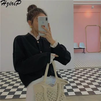 

HziriP 2018 Autumn Winter Fashion Solid Knitted Thin Sweater Women Sweet Single Breasted Full Sleeve Sweaters Cardigans Lady