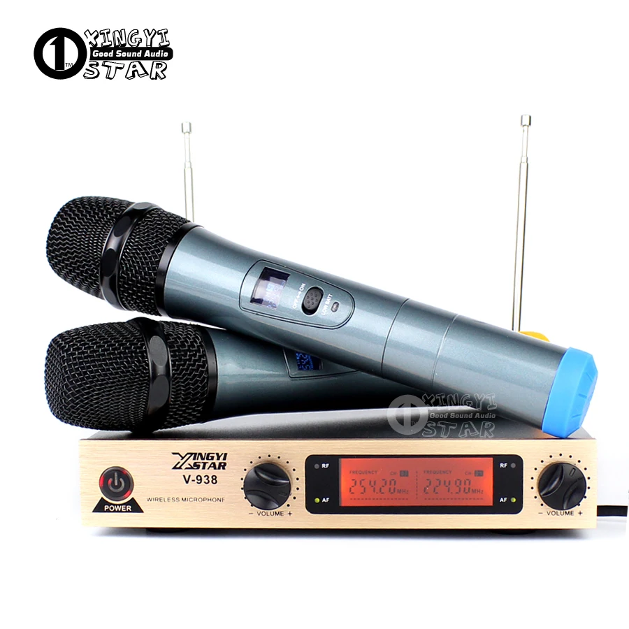 Professional Karaoke Wireless Microphone System 2 Channels Led Display