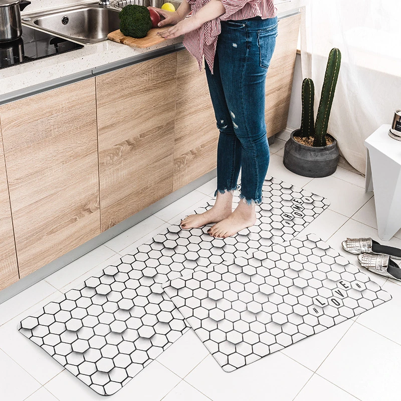 

45X75CM+45X150CM/Set Anti-Slip Kitchen Mat for Floor Cushioned Balcony Livingroom Carpet Doormat Bathroom Pads Bedroom Rugs Set