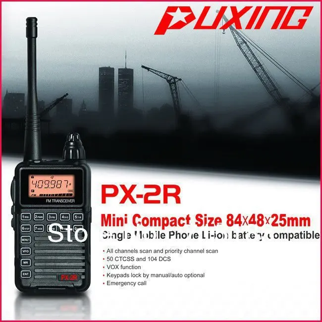 

Updated Version Puxing PX-2R UHF400-470MHz TX & RX, and VHF136-174MHz RX FM walkie talkie with Keypad LCD for security,hotel,ham