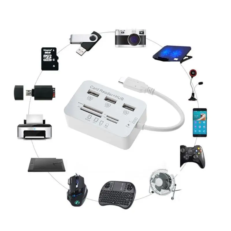3 порта USB Hub3.0 адаптер разветвитель считыватель комбинированных карт адаптер конвертер кабель для ПК/ноутбука аксессуары SD мультимедийная плата