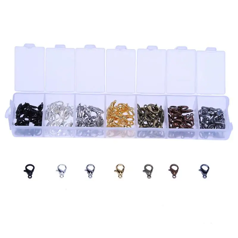 

Approx 140Pcs Metal Plated Lobster Claw Clasp Hooks 12x6mm for Necklace Bracelet DIY Jewelry Findings