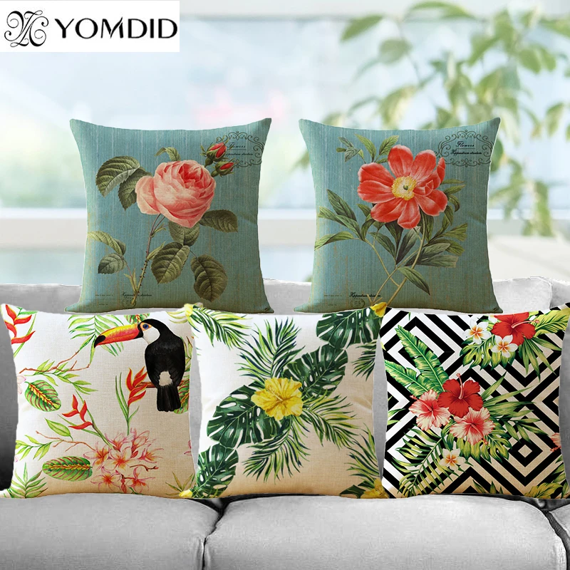 

Cushion Cover Flower Printing Linen Pillows Cushion Covers Car Sofa Home Pillow Case Home Decorative Pillowcase decorativos