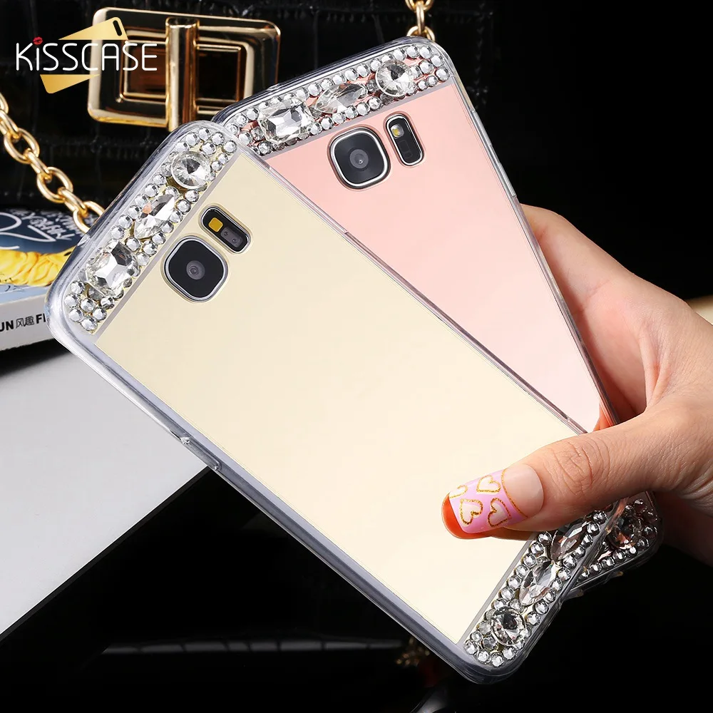 

KISSCASE Mirror Diamond Case For Samsung S8 Plus S7 S6 Edge Note 8 Acrylic Soft TPU Shells For Galaxy A3 A5 A7 J3 J5 J7 Cases