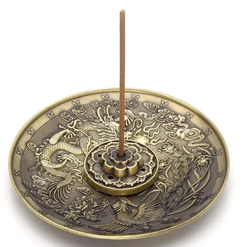 Дракон Феникс шаблон вставляется горелка благовоний сиденье Медный Сплав покрытием материал палочка держатель благовония печь торговая База Разъем