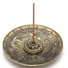 Дракон Феникс шаблон вставляется горелка благовоний сиденье Медный Сплав покрытием материал палочка держатель благовония печь торговая База Разъем