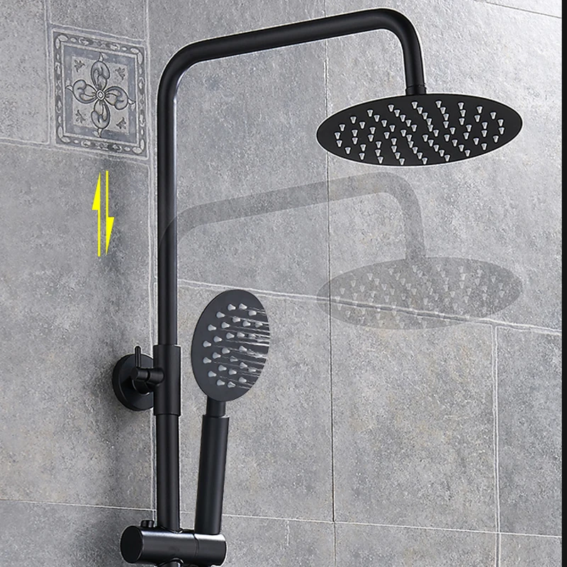 Черный настенный " дождь смеситель для душа набор с ванной товар Полка/Поворотный ванна носик/ручной душ/биде опрыскиватель