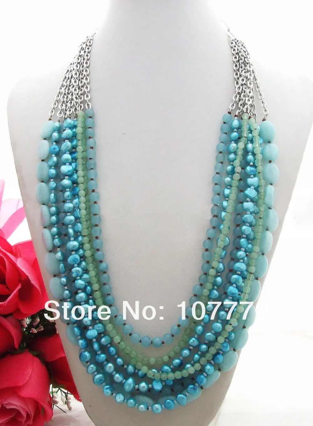 

8 strands Pearl&Crystal Chain Necklace