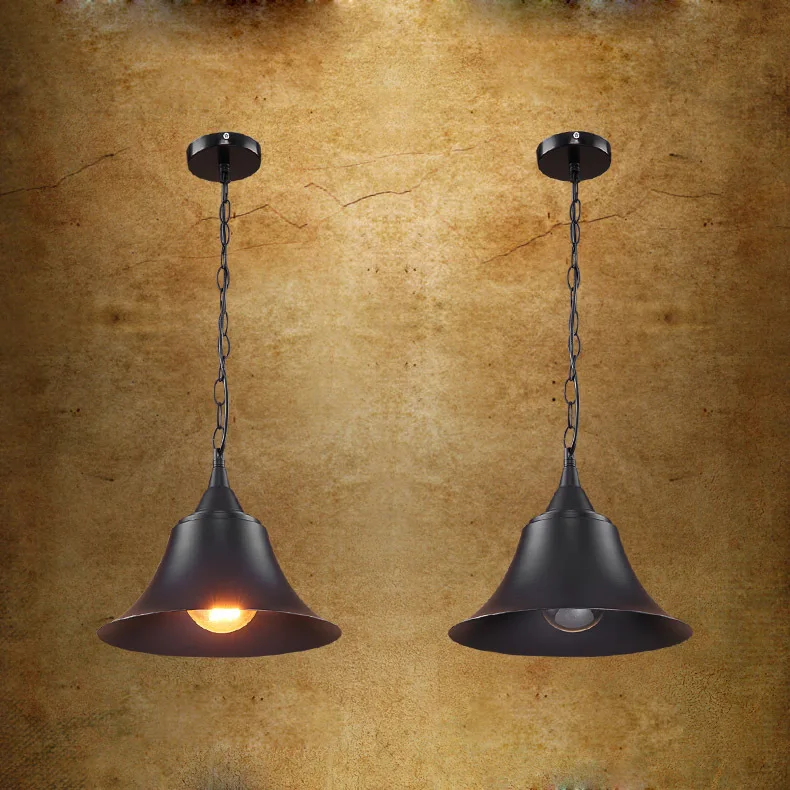 American Industrial Loft Black Metal hat Chain Pendant Lamp Creative font b Bar b font Counter