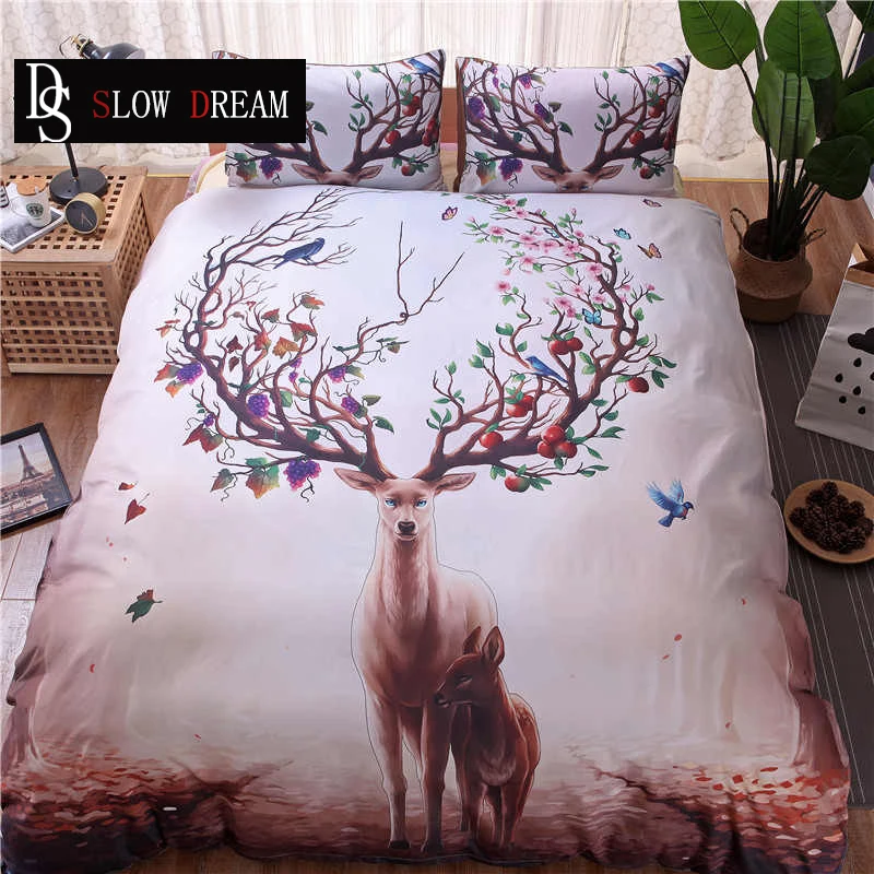 

SLOWDREAM Bohemian Bedding Set Flat Sheets Bedspread Duvet Cover Single Double Adult Twin Queen King Bed Linen Set Bedclothes