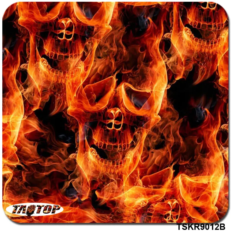 

TSKR9012B 0.5M * 2M Popular Skull Orange Pattern Hydro Dipping Film Water Transfer Printing Hydrographics Film