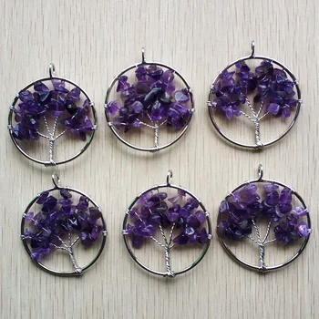 

Wholesale 12pcs/lot fashion natural stone Tree of life handmade wire wrapped Pendants 50mm for jewelry accessories marking free