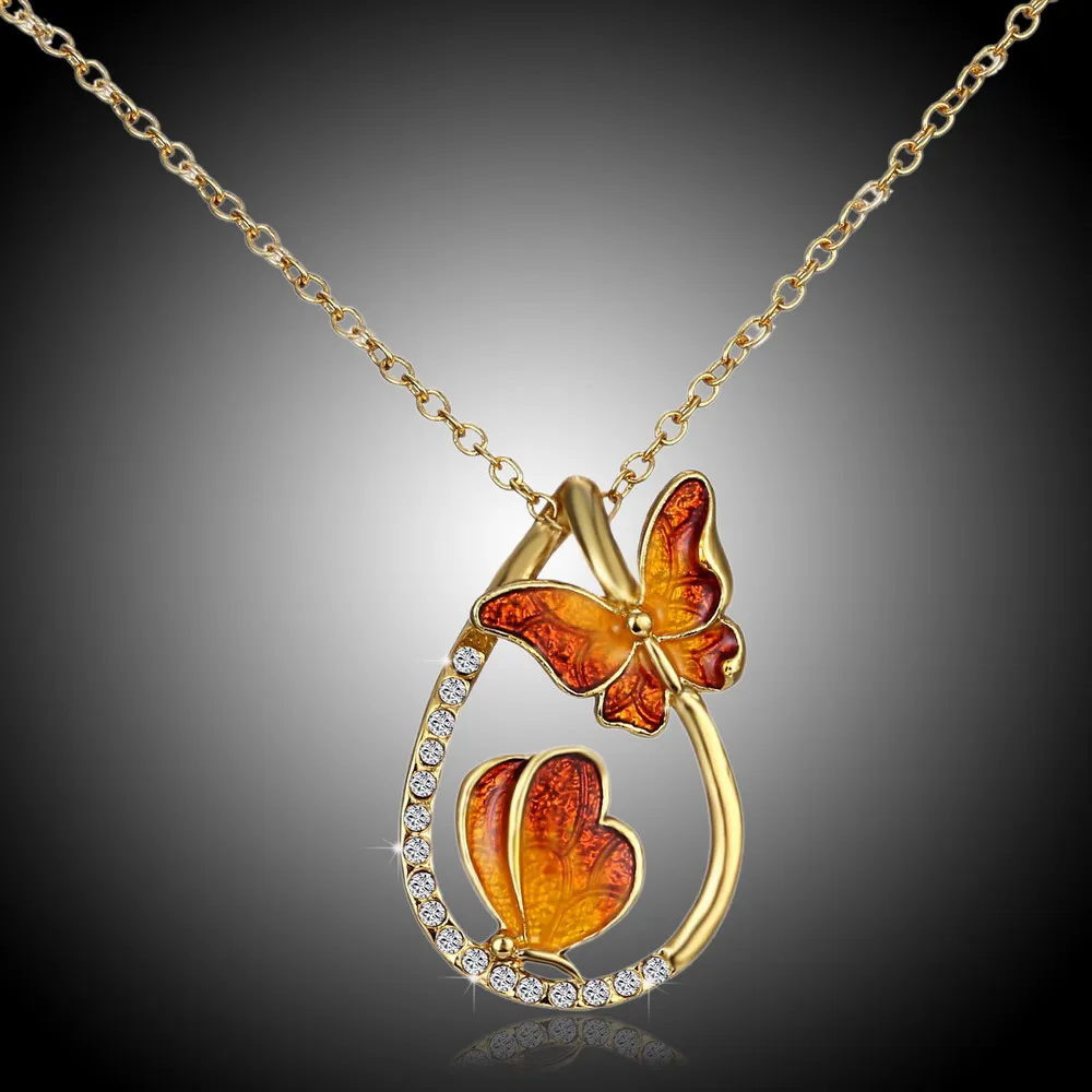 Уникальный дизайн, разноцветный австрийский кристалл, картина маслом, жемчужное ожерелье с бабочкой, подарок на День святого Валентина для женщин