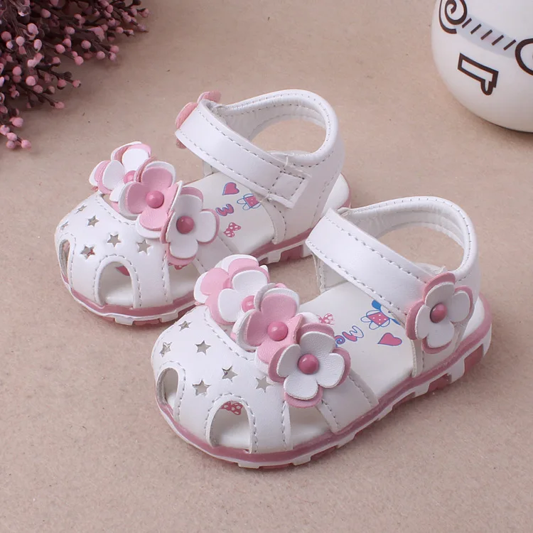 

Kids Baby Girls Shoes PU Flower Shoes for Girl Non-slip LED Lighting Kids Girl Sandals Summer Baby Girls Shoes Size 15-19